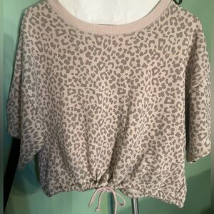 animal print short leave oversized shirt
